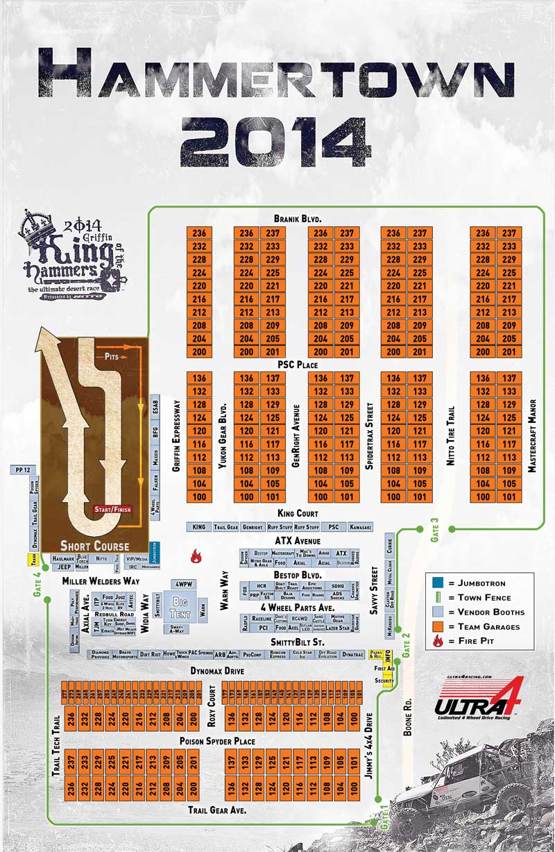 Hammertown Map at King of the Hammers 2014